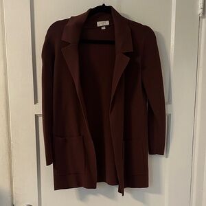 LOFT Dark Brown Open Front Cardigan